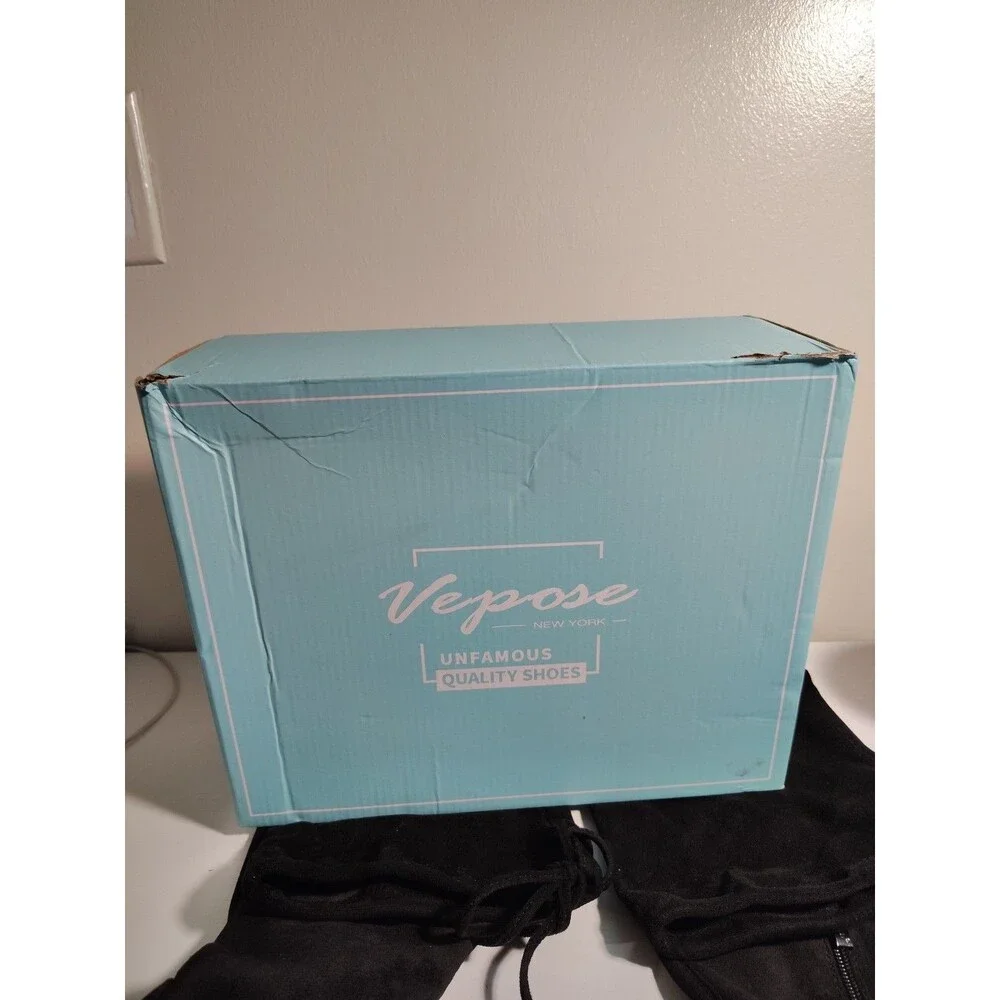Vespose Women’s Fashion Suede Chunky Heel Over The Knee Boots Worn Once Size 9